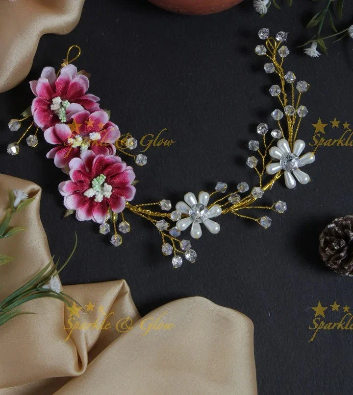 Transparent Pearl Floral Hair Veena Gajra