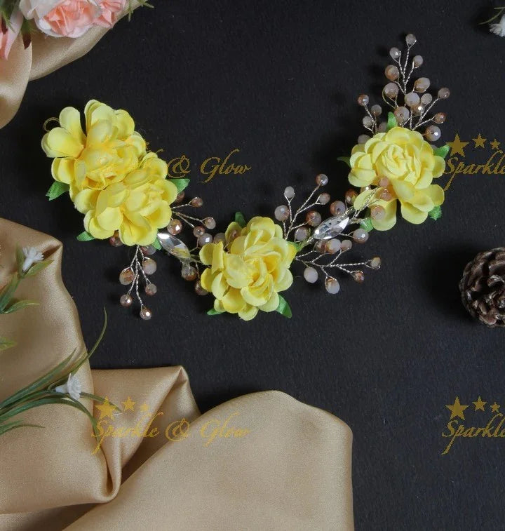 Floral Pearl Branch Hair Veena, Gajra - Sparkle and Glow