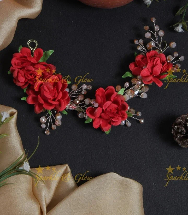 Floral Pearl Branch Hair Veena, Gajra - Sparkle and Glow