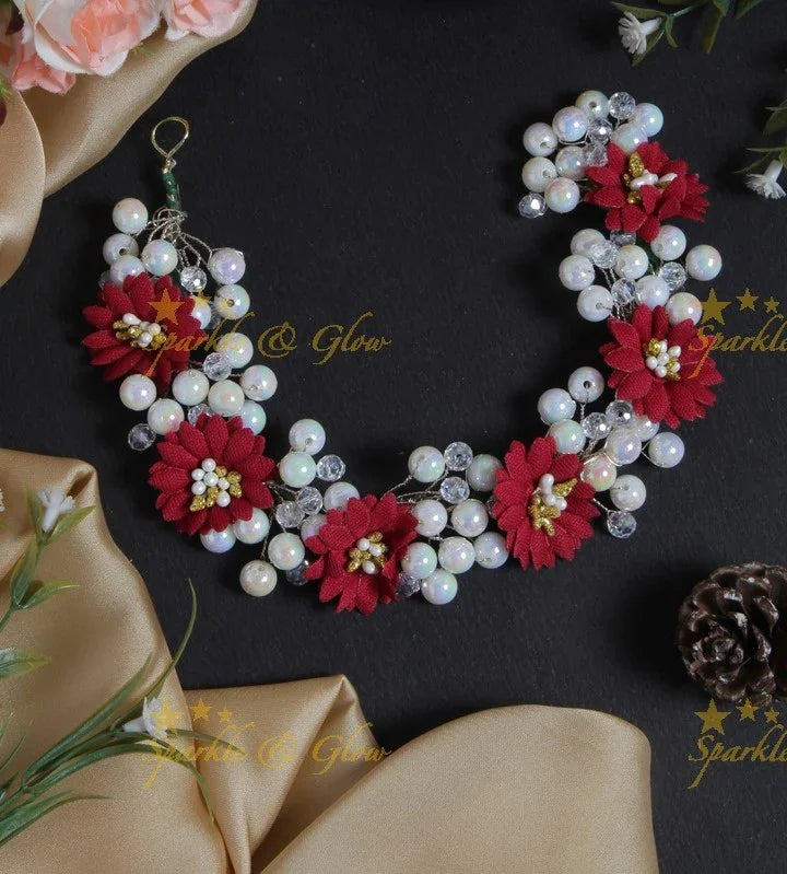 Beautiful Floral Pearl Hair Veena, Gajra - Sparkle and Glow
