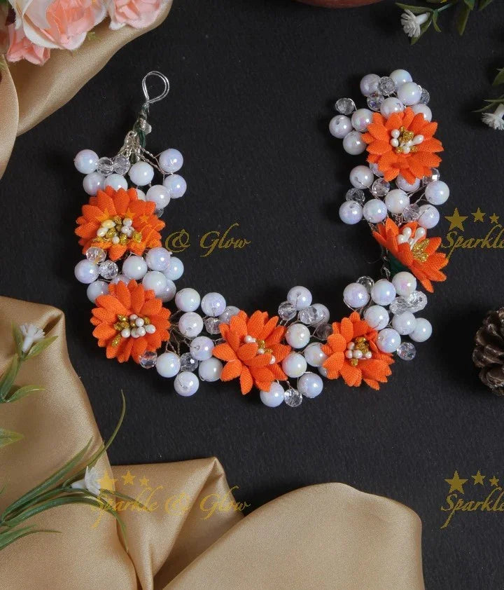 Beautiful Floral Pearl Hair Veena, Gajra - Sparkle and Glow