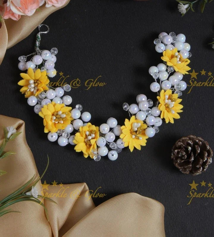 Beautiful Floral Pearl Hair Veena, Gajra - Sparkle and Glow