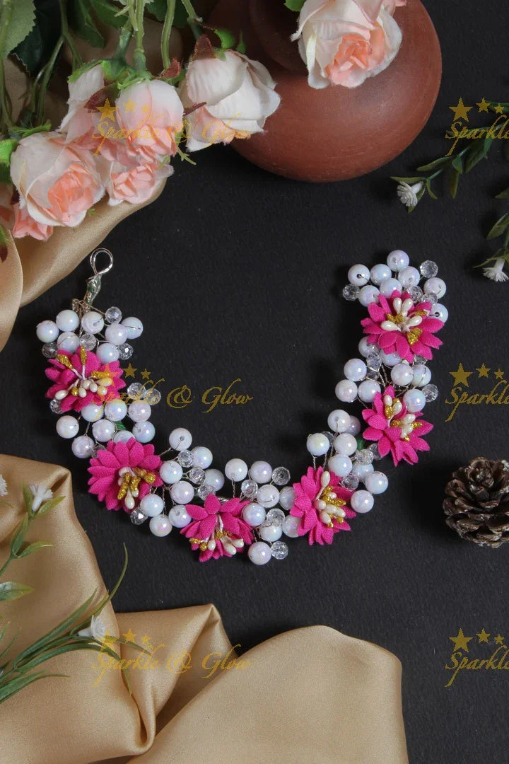 Beautiful Floral Pearl Hair Veena, Gajra - Sparkle and Glow