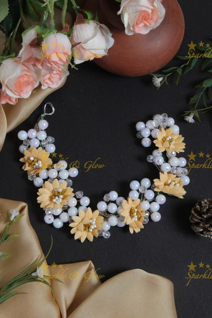 Beautiful Floral Pearl Hair Veena, Gajra - Sparkle and Glow