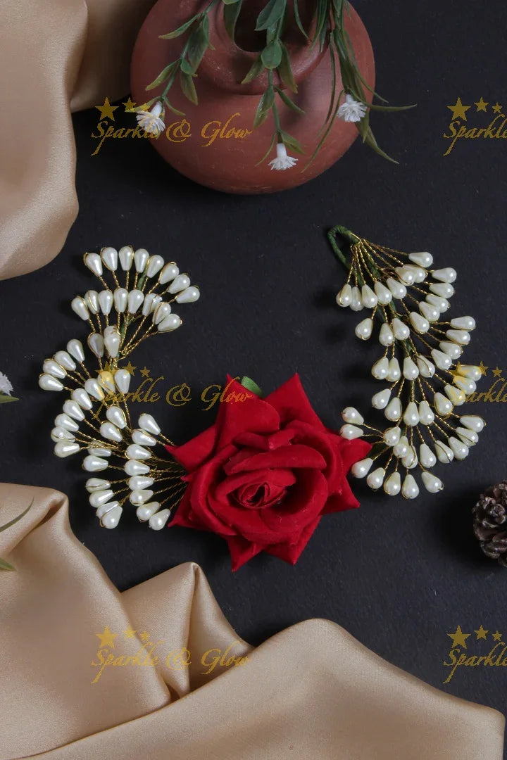 Intricate Rose Pearl Hair Veena, Gajra - Sparkle and Glow