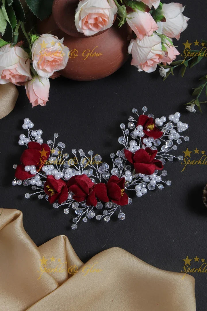 Beautiful Floral Pearl Tranparent Hair Veena, Gajra - Sparkle and Glow