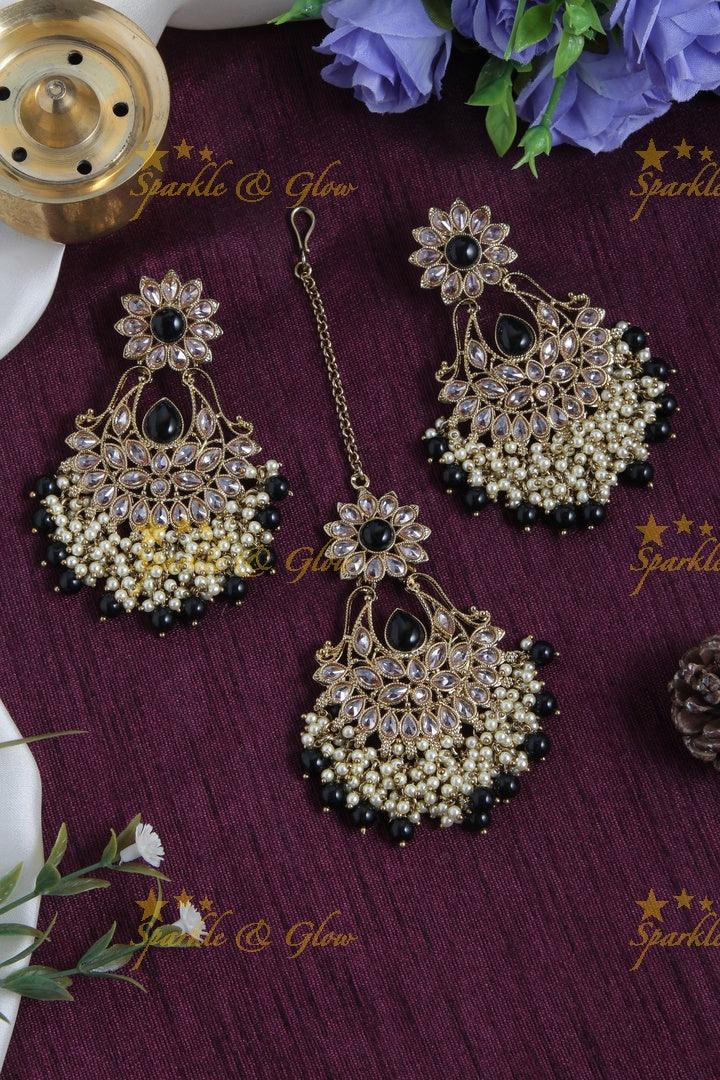 Pearl Floral Chandbalis with Maang Tikka Set
