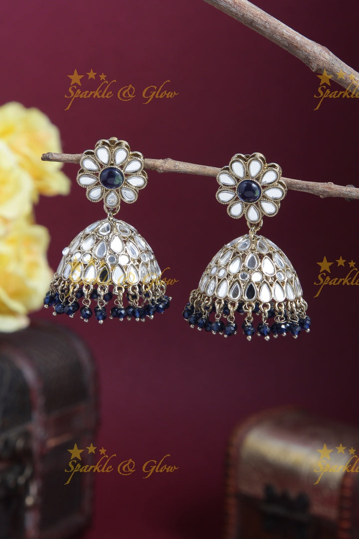Beautiful Floral Studded Antique Jhumkas