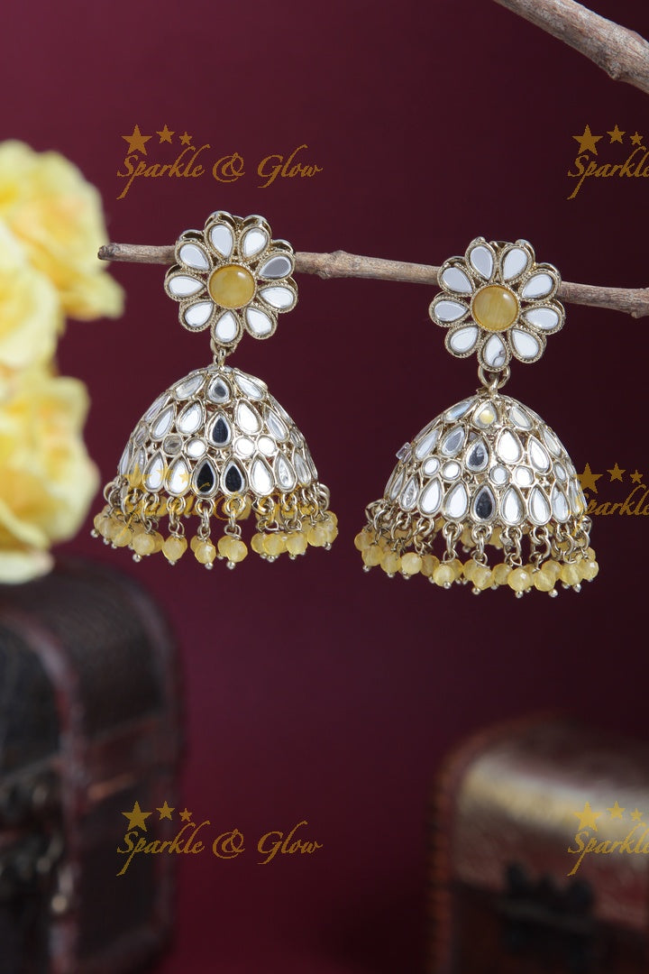 Beautiful Floral Studded Antique Jhumkas