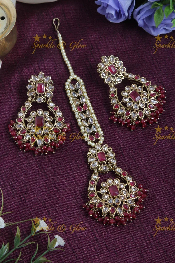 Antique Leaf Stone Chandbalis - Square Design