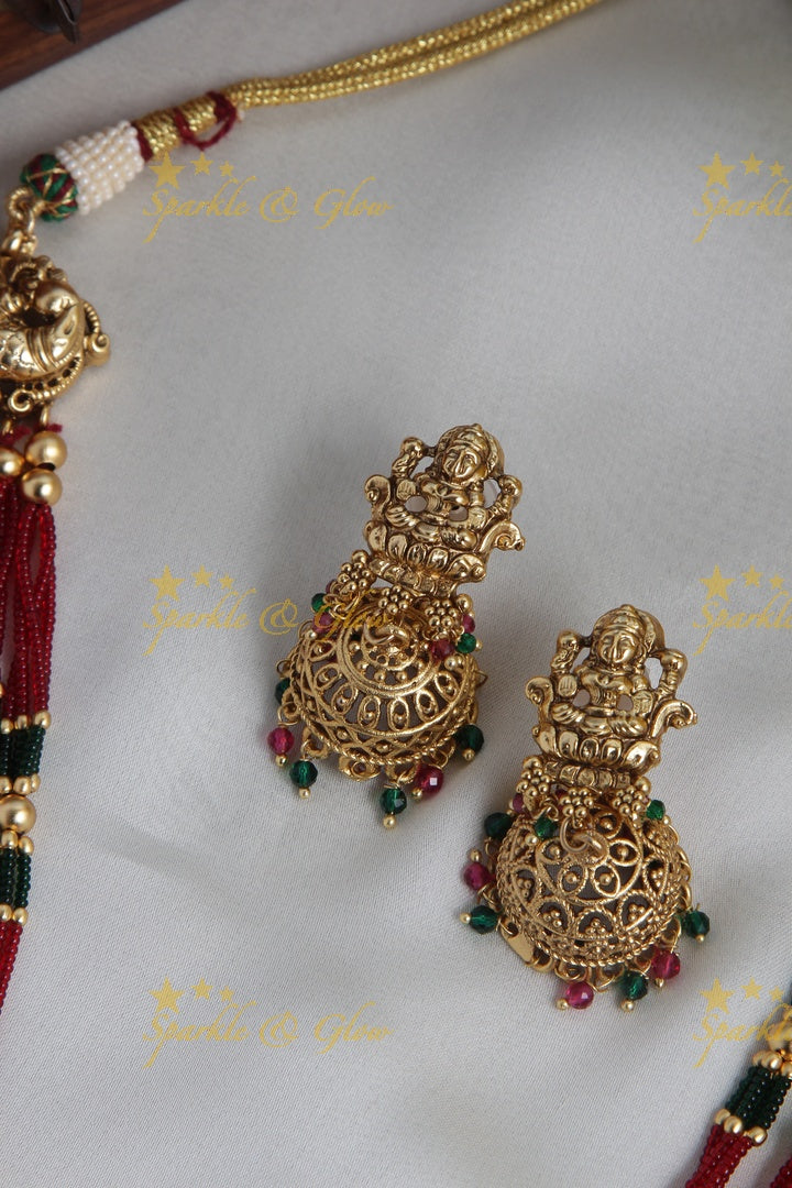 Gold Alike bead necklace with Lakshmi Pendent