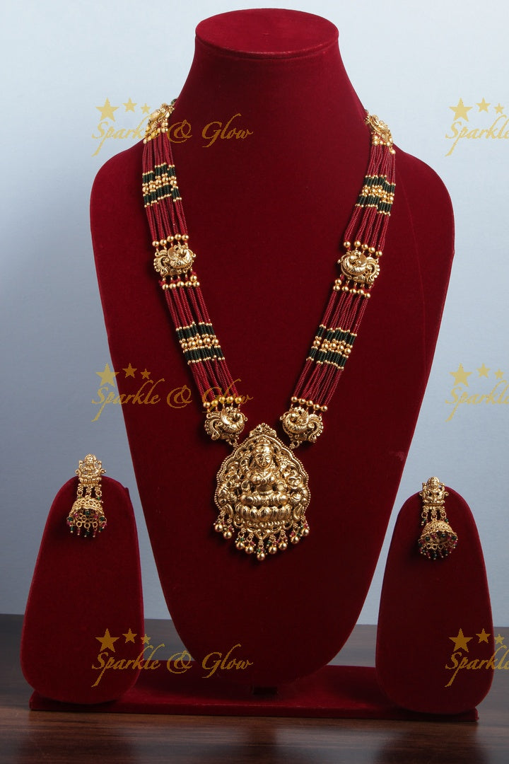 Gold Alike bead necklace with Lakshmi Pendent