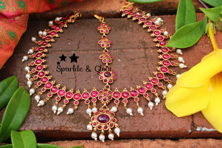 Bridal three sided kemp maang tikka