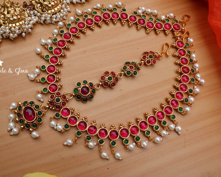 Bridal three sided kemp maang tikka