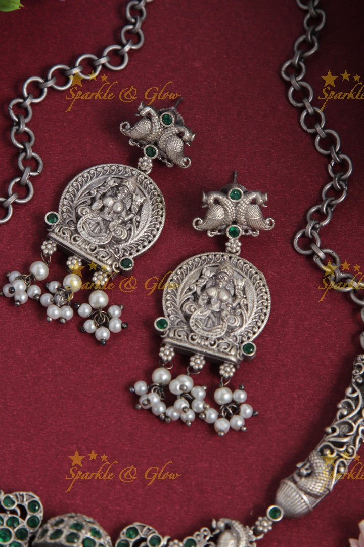 Silver look alike Goddess Mahalakshmi gutta pusalu necklace