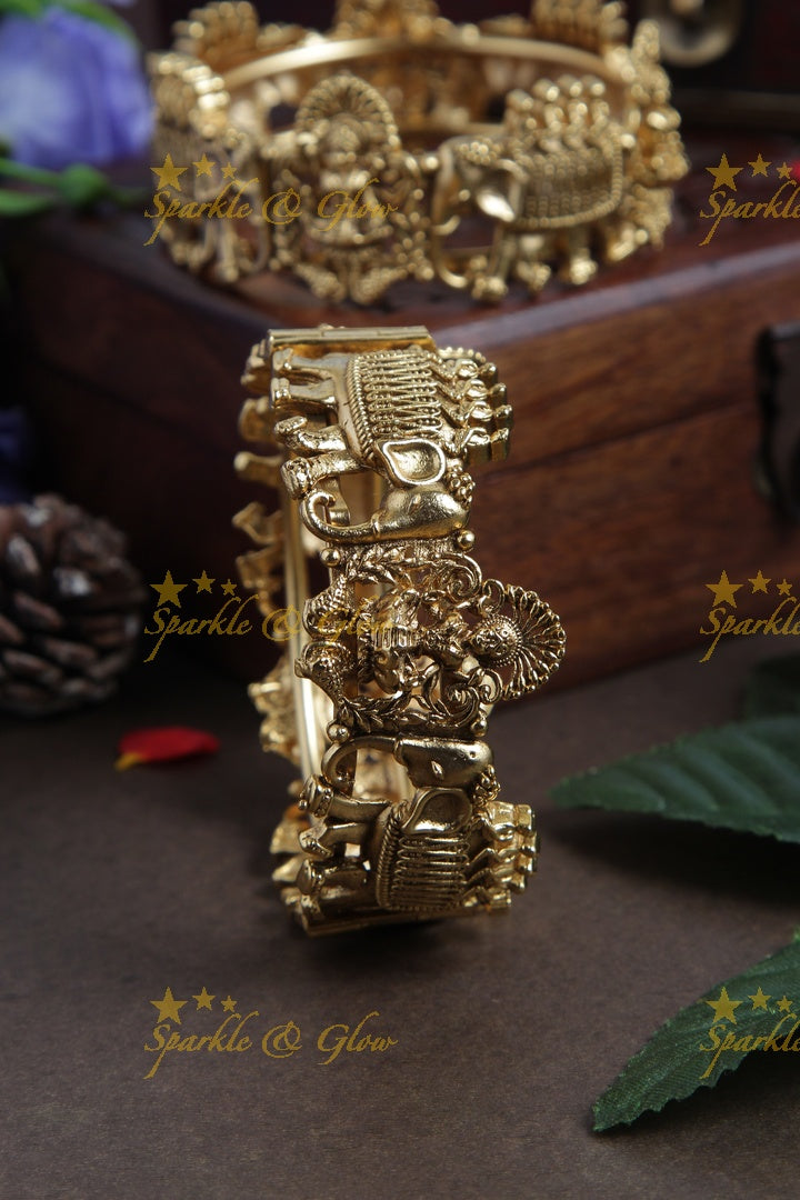 Intricately carved Elephant Lakhsmi Bangles