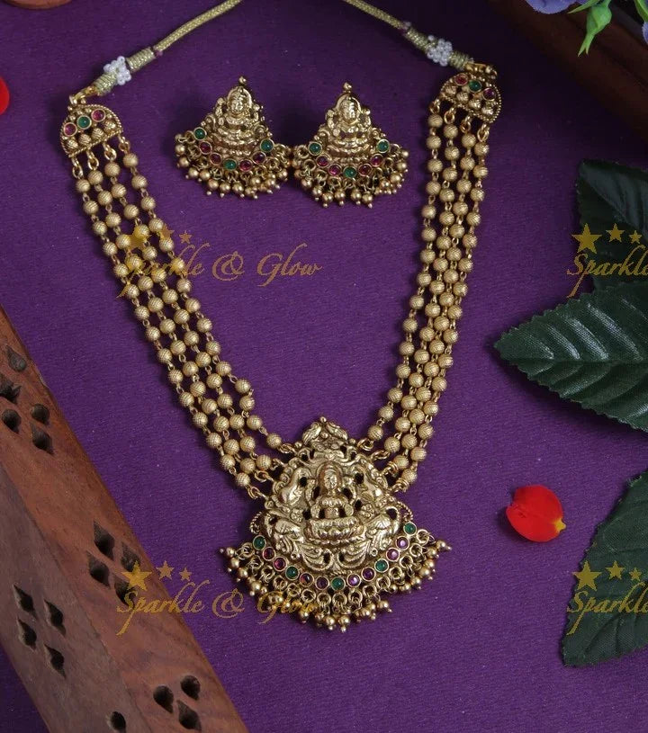 Gold alike lakshmi pendent pearl choker - Sparkle and Glow