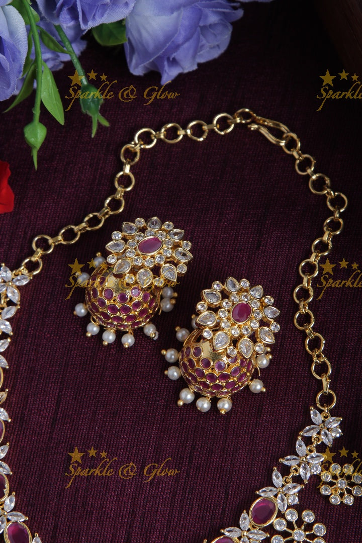 Sparkling ad snowflake necklace - Pink