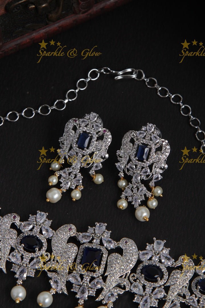 Intricately craved parrot AD Choker with silver polish - Sparkle and Glow - Back Thread - 
