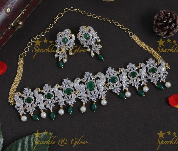 Intricately craved GJ Polish parrot ad choker - Pink