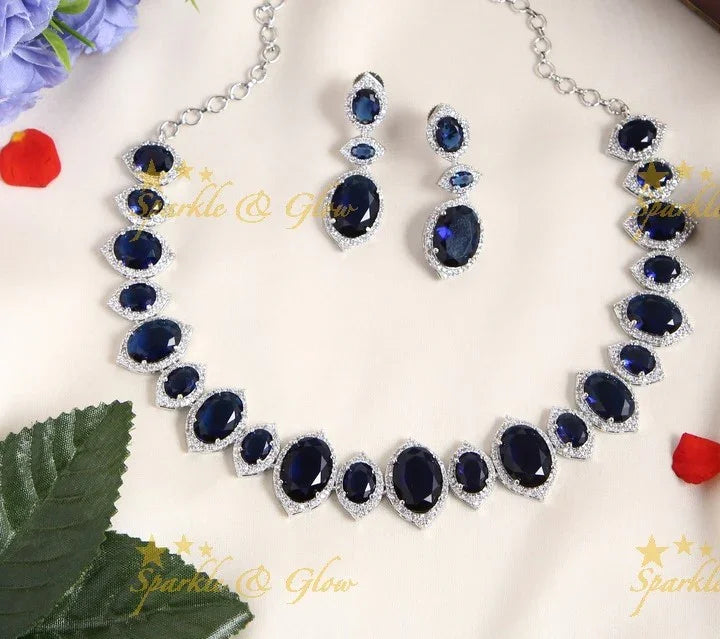 Precious silver oval stone necklace - Pink - Sparkle and Glow