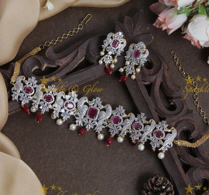 Intricately craved GJ polish parrot ad choker - Green - Sparkle and Glow