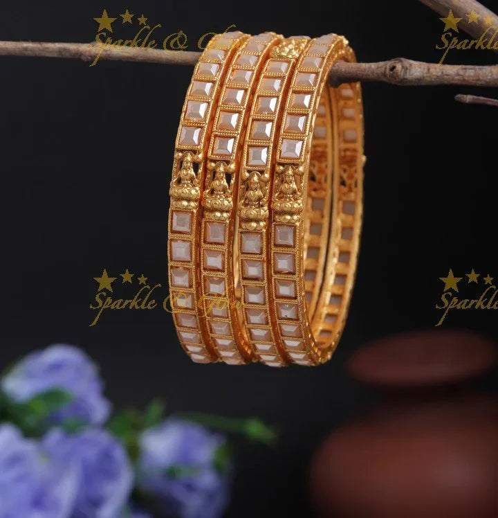Budgetted pearl bangles set of 4 - 2.4 - Sparkle and Glow
