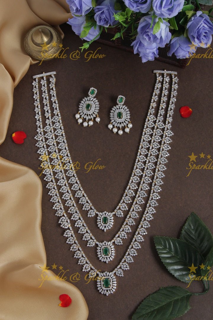 Three layered leaf GJ polish AD necklace - Green - Sparkle and Glow - Green - Back Thread