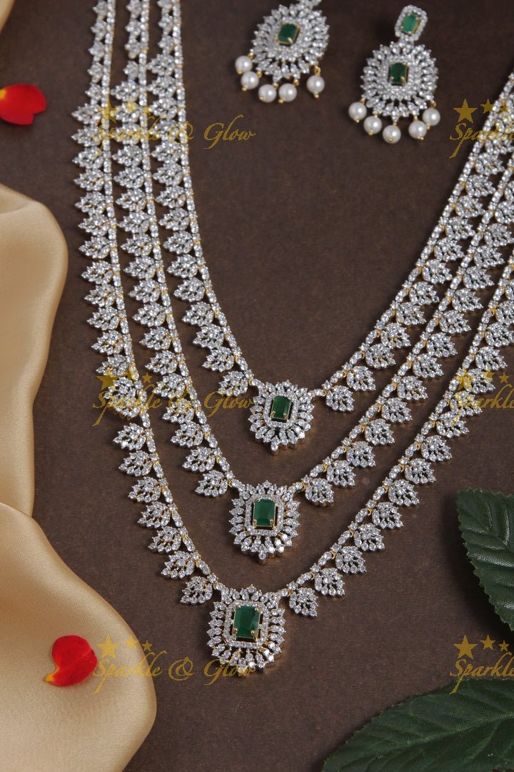 Three layered leaf GJ polish AD necklace - Green - Sparkle and Glow - Green - Back Thread