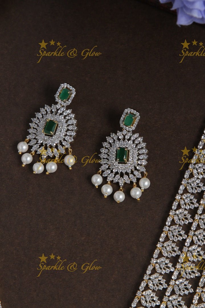 Three layered leaf GJ polish AD necklace - Green - Sparkle and Glow - Green - Back Thread