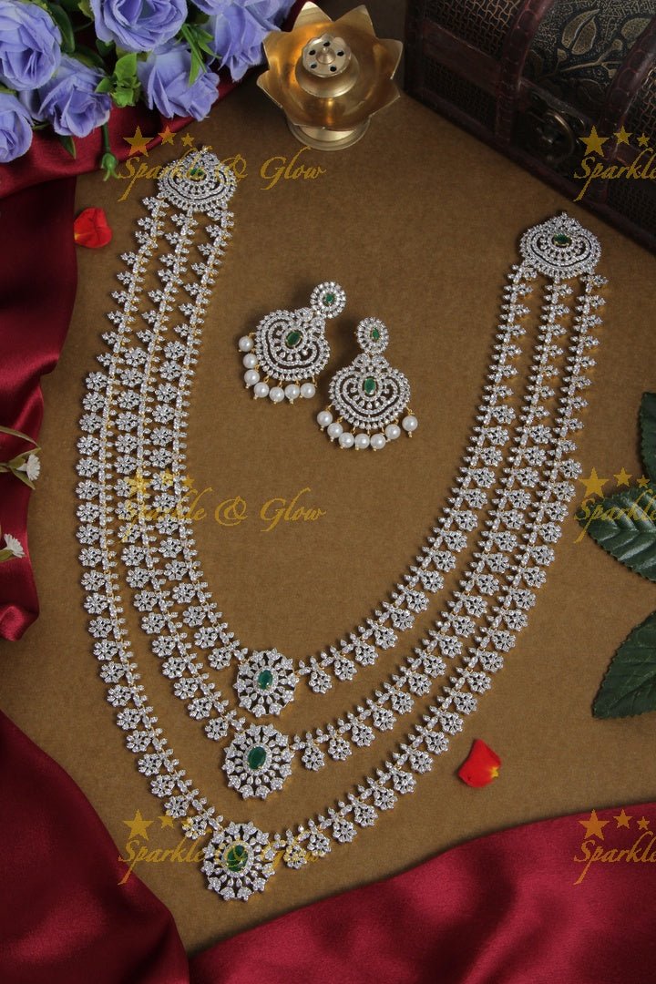 Three layered flower GJ polish AD necklace - Green - Sparkle and Glow - Green - Back Thread
