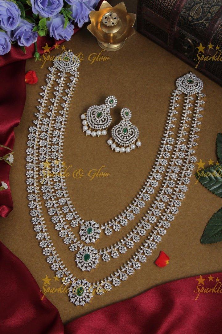 Three layered flower GJ polish AD necklace - Green - Sparkle and Glow