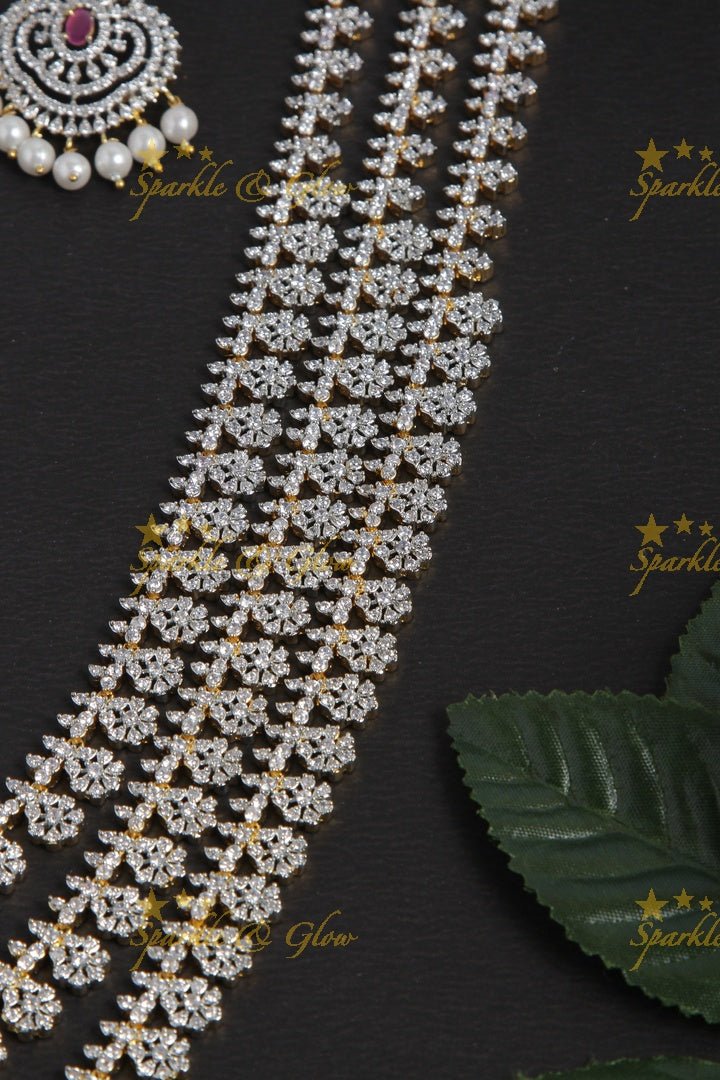 Three layered flower GJ polish AD necklace - Green - Sparkle and Glow - Green - Back Thread