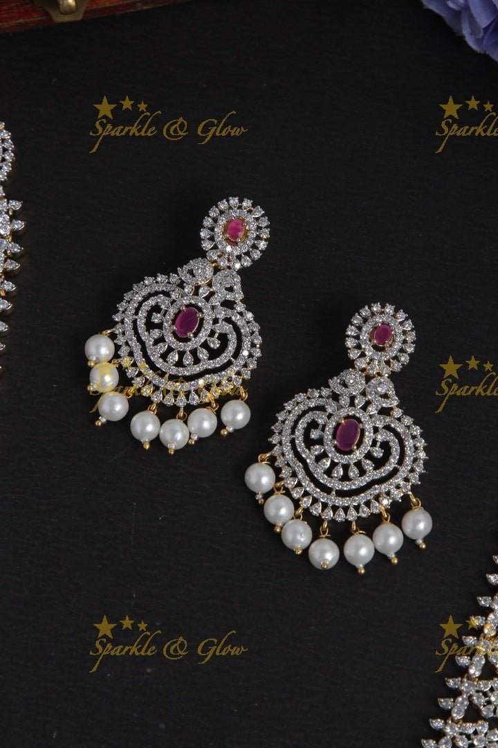 Three layered flower GJ polish AD necklace - Green - Sparkle and Glow - Pink - Back Thread