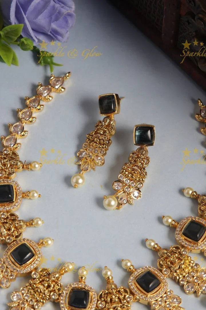 Gold alike idol square stone necklace - Multi - Sparkle and Glow