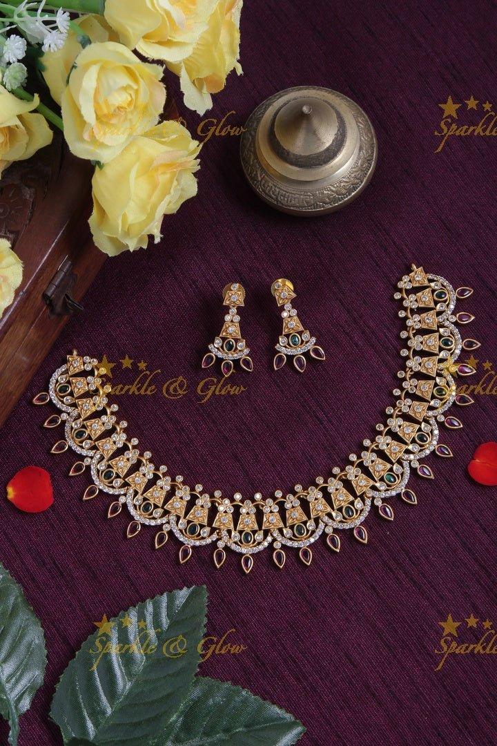 Premium Matt leaf shape short necklace - Sparkle and Glow