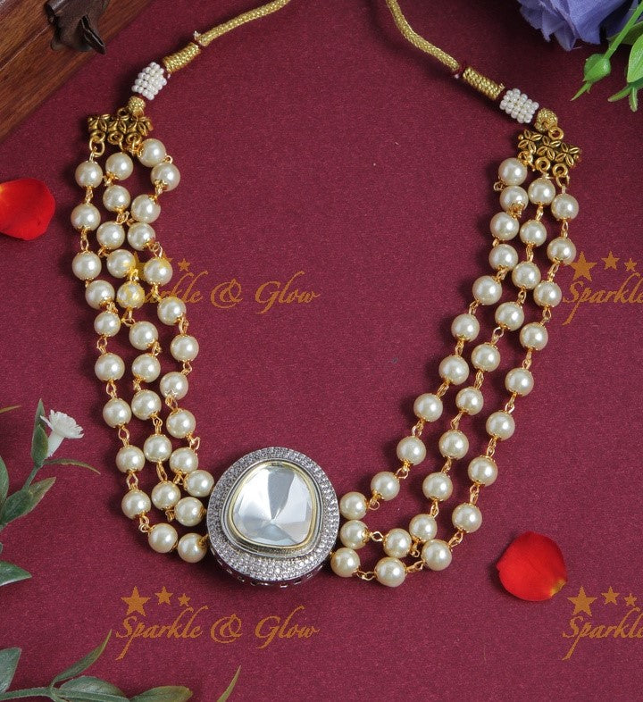 Beautiful Pearl silver kundan pearl choker