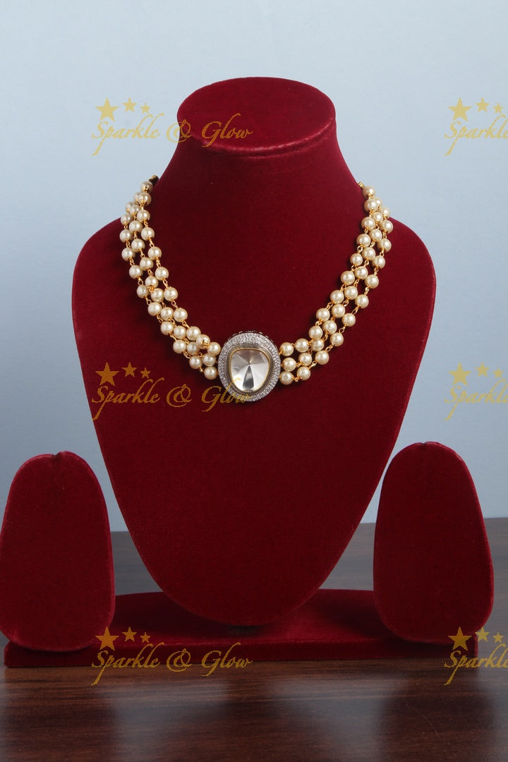 Beautiful Pearl silver kundan pearl choker
