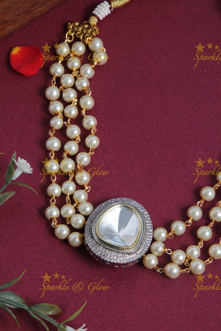 Beautiful Pearl silver kundan pearl choker