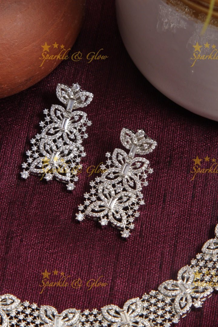 Glittering butterfly design AD stone silver necklace - Sparkle and Glow - Back Thread - 