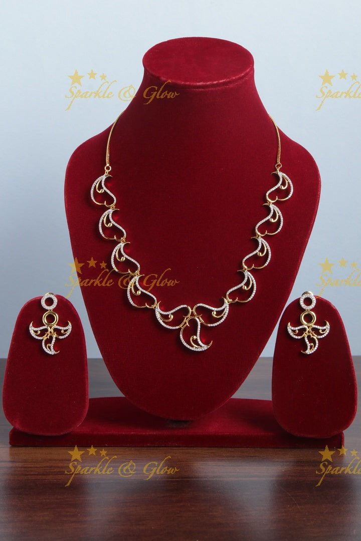 Beautiful heart shaped gold AD stone necklace - Sparkle and Glow - Back Thread - 
