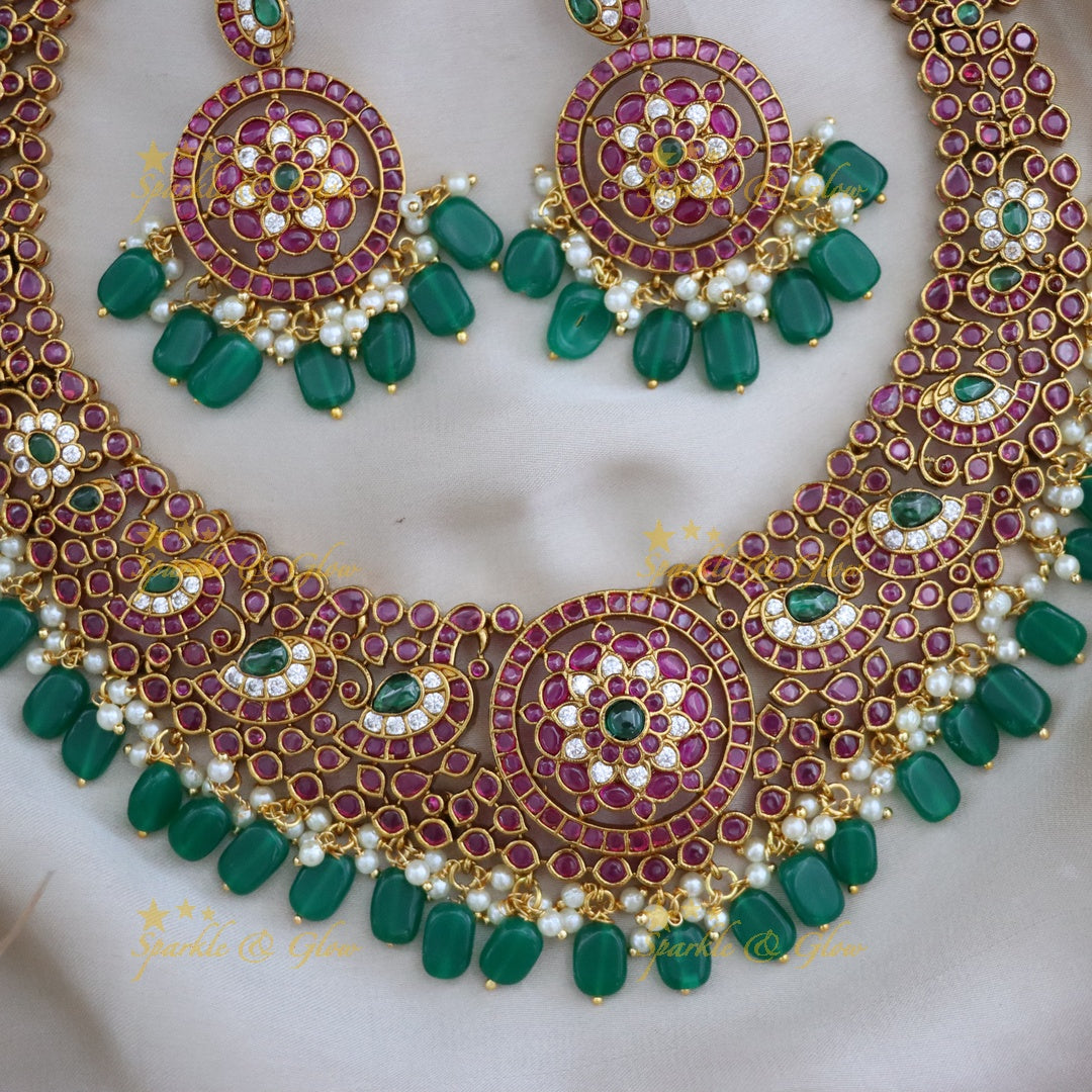 Exquisite Festive Gold Short Necklace Set Online