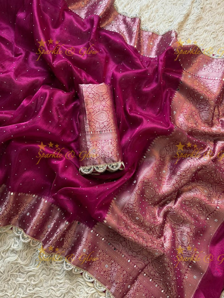 Exquisite Banarasi Tissue Saree with Gold Zari Elegance