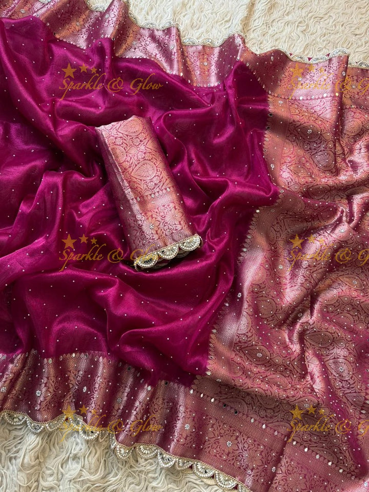 Exquisite Banarasi Tissue Saree with Gold Zari Elegance