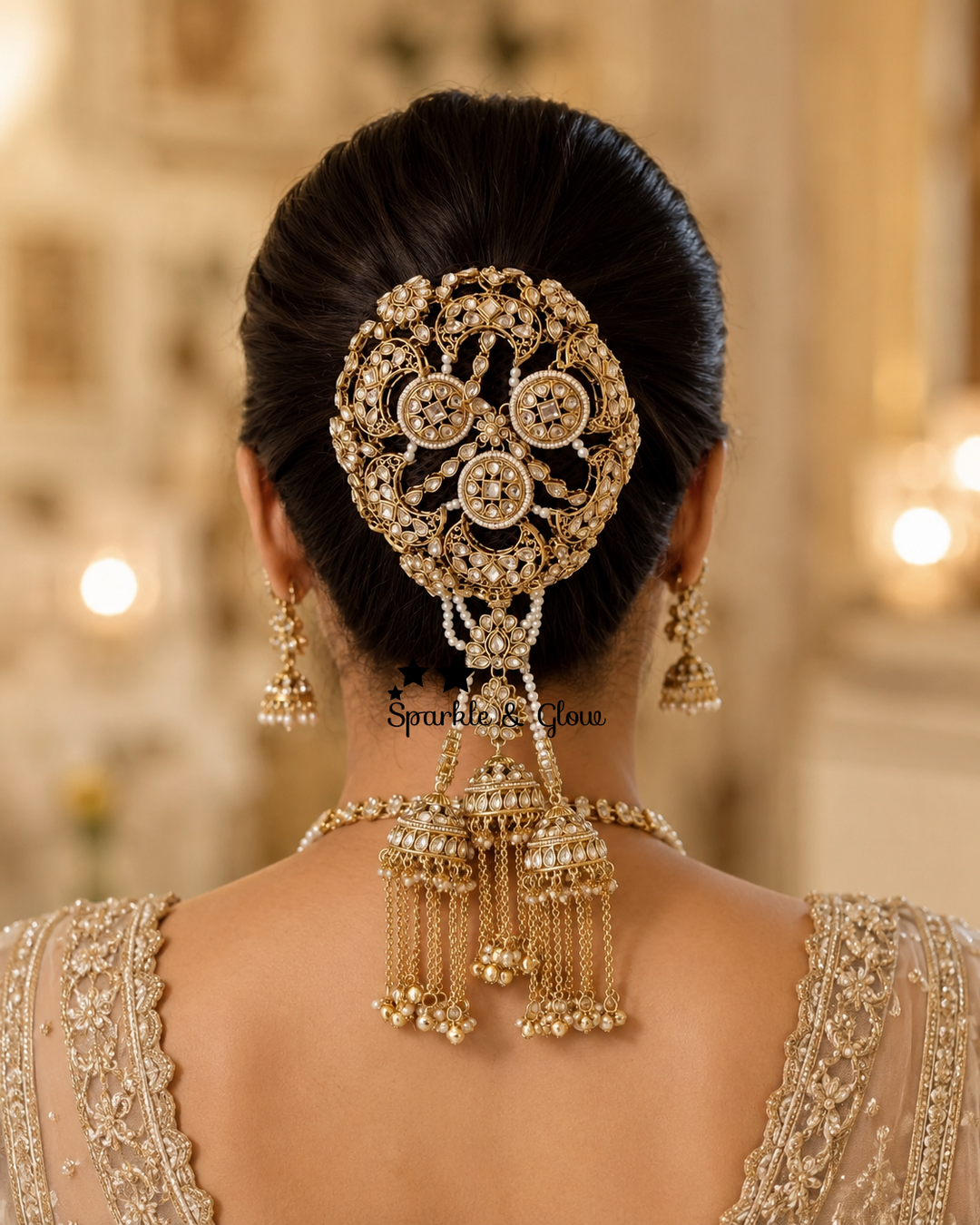 Exquisite Gold-Plated Hair Bun for Celebrations