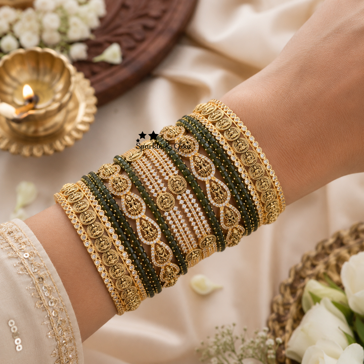 Exquisite Lakshmi Temple Bridal Bangles Collection