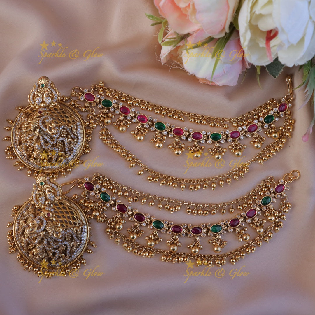 Exquisite Peacock Earring Set with Earchain - Sparkle & Glow