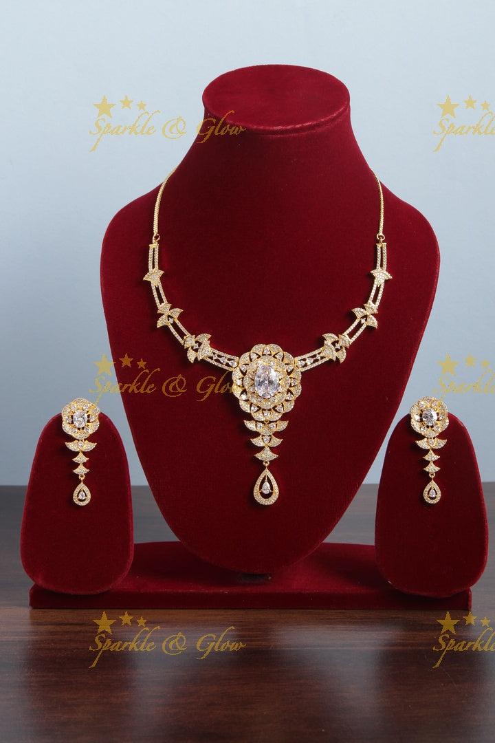 Beautiful floral AD stone necklace