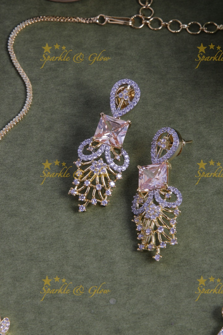 Floral leaf design AD stone necklace