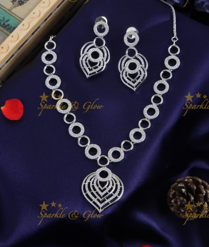 Dual shade ball design AD stone necklace